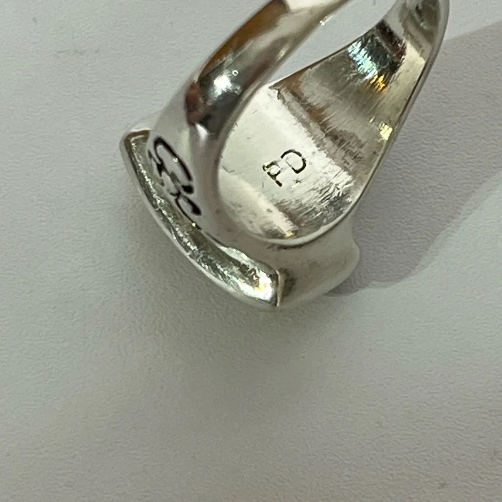 Sterling Silver‎ Gold Plated Vintage Ring Engraved Design Size 6.5